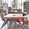 Table industrielle avec plateau en chêne épais