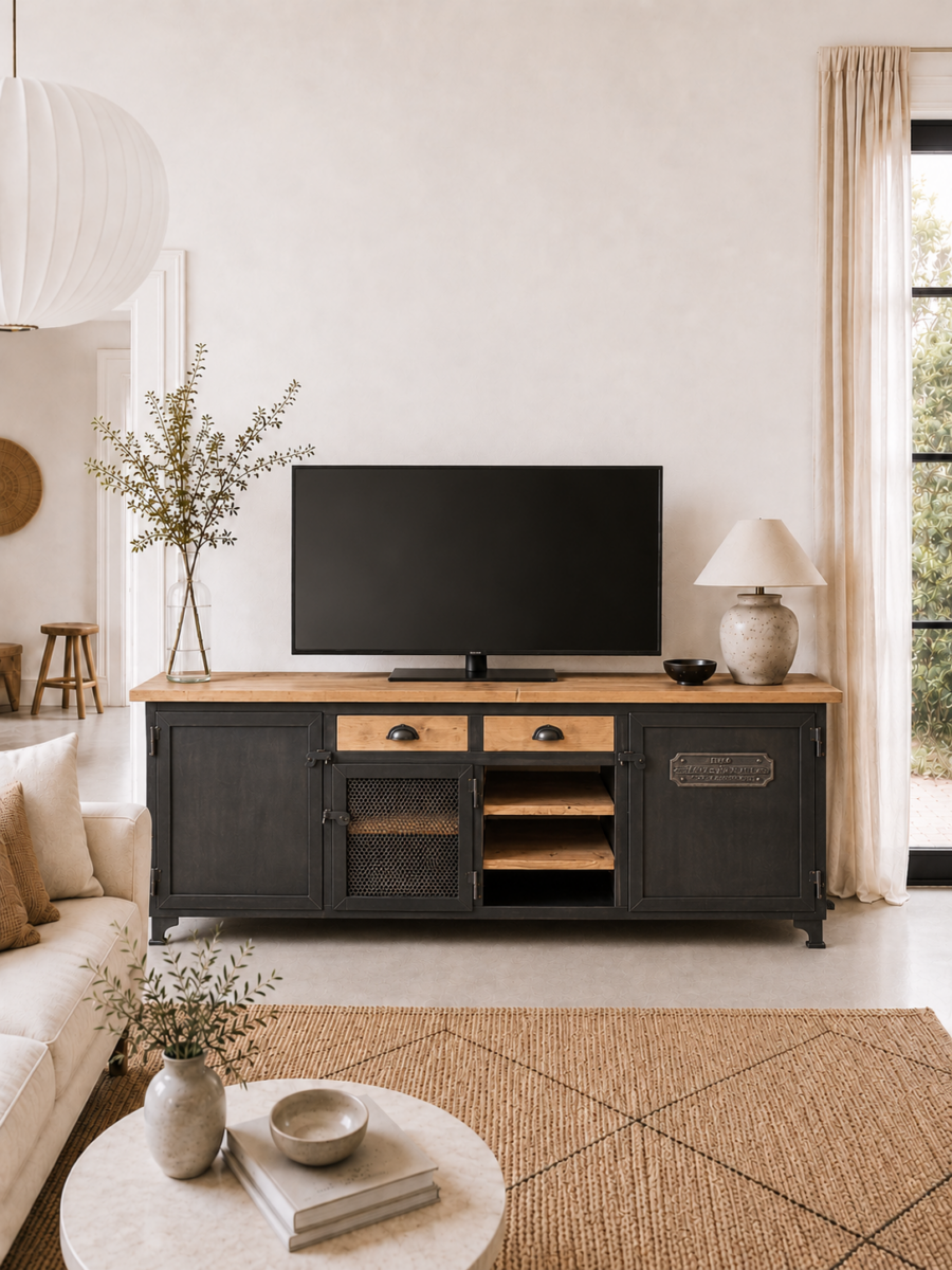 Meuble TV industriel en métal et bois | Metal and Woods