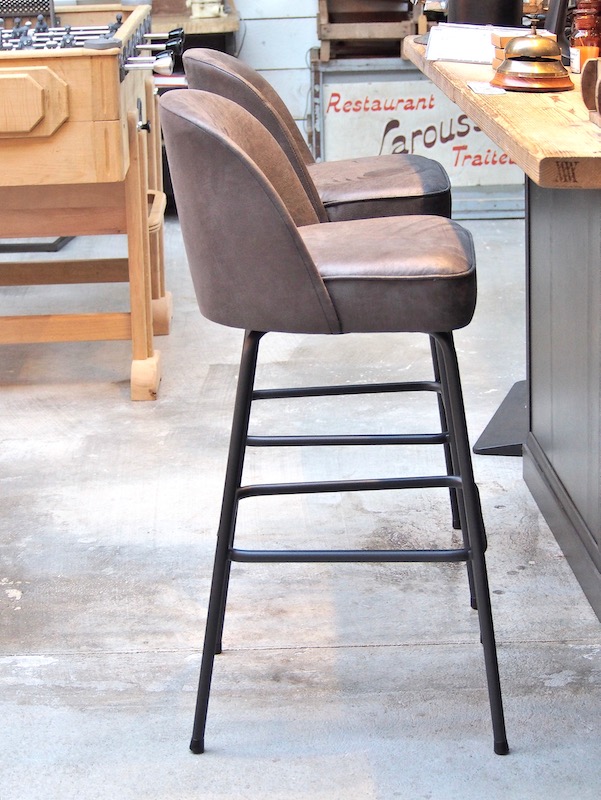 Tabouret industriel en cuir