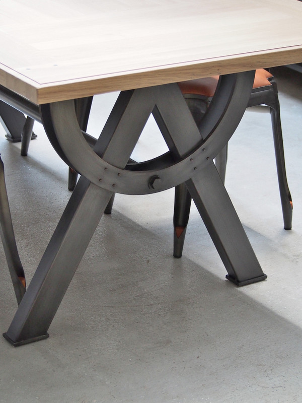 Table industrielle extensible - plateau chêne massif - Metal and Woods