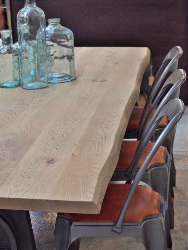 Table industrielle extensible - plateau chêne massif - Metal and Woods